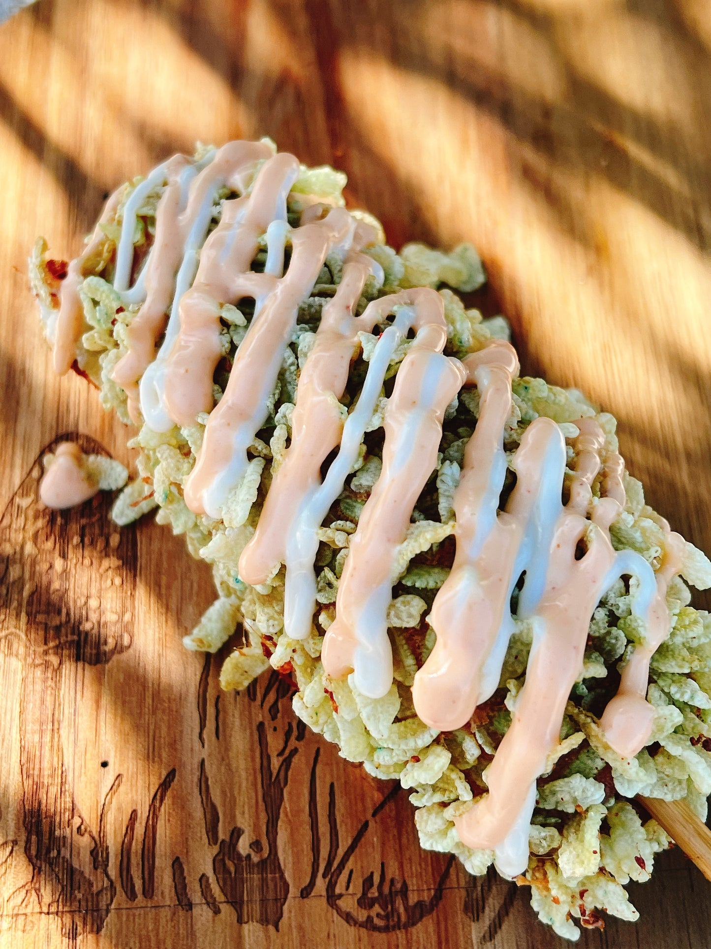 Green Rice Flakes Corndog